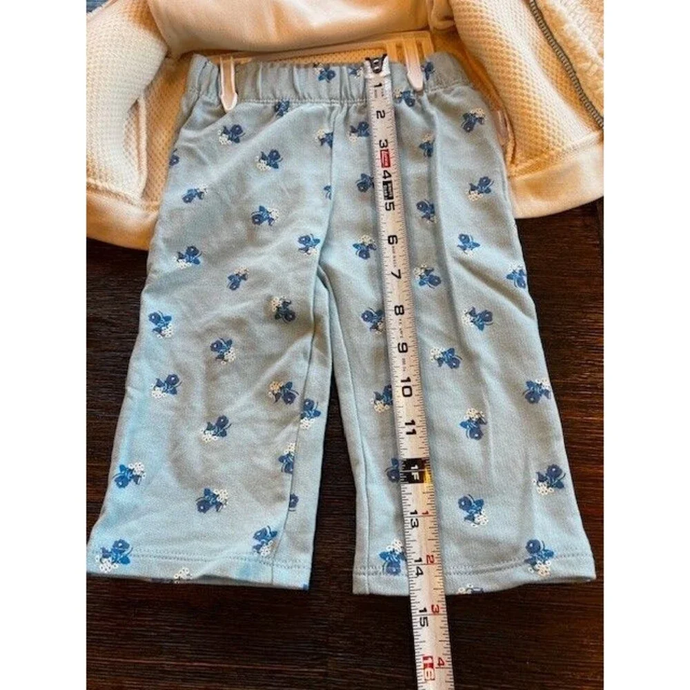 Carters 3pc Baby Girl Ivory and Blue Fleece Jacket Bodysuit Pant Set NWT 9M